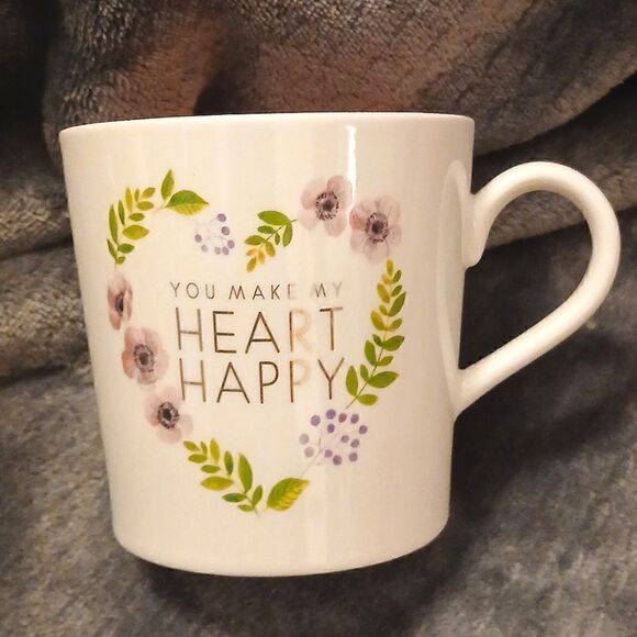 WITH LOVE Coffee Mug NWT PINK, GREEN, PURPLE ON WHITE BACKGROUND - Picture 1 of 5